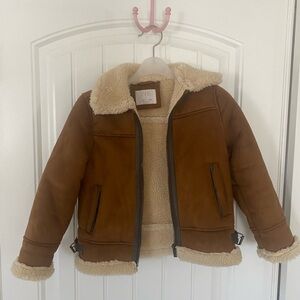 Zara Kids Tan Shearling Puffer Jacket